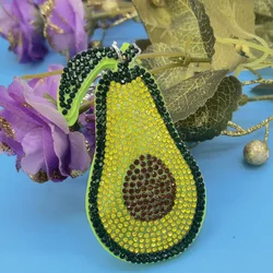 Fashion Creative Avocado with Full Crystal Rhinestone Keyrings Key Chains Rings Holder Purse Bag For Car Lovely Keychains