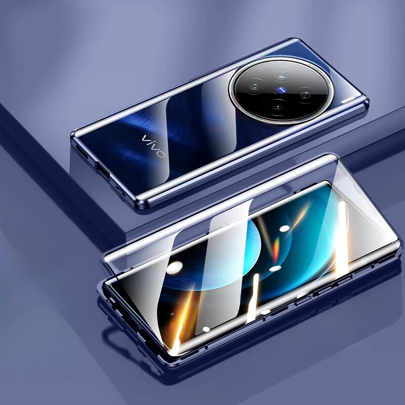 

Двусторонний стеклянный чехол для телефона Vivo X200 X200Pro Mini Magnetic Case 360° ° Полная защита от падения Защитный чехол