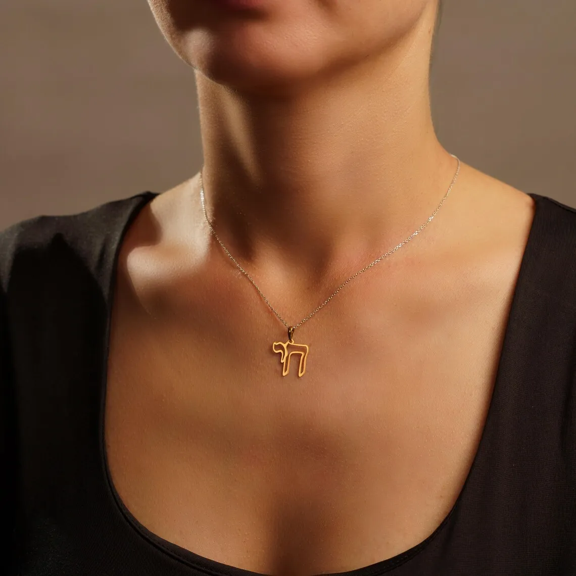 Hebräischer Buchstabe Chai Anhänger Halskette Edelstahl Amulett Jüdische Judentum Halsketten Zeichen des Lebens Schmuck Geburtstagsgeschenk – Detail 5