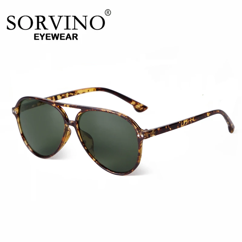 SORVINO 2024 Vintage Retro Pilot Sunglasses Women Men UV400 Gradient Blue Lens Leopard Sun Glasses For Ladies
