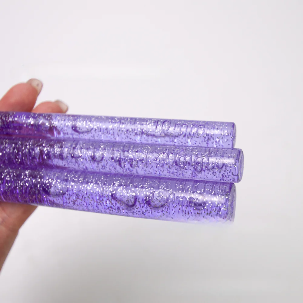 Purple Glitter Plastic Transparent Sequin Crystal Crochet Hook 10+12+15mm Wool Knitting Crochet Set