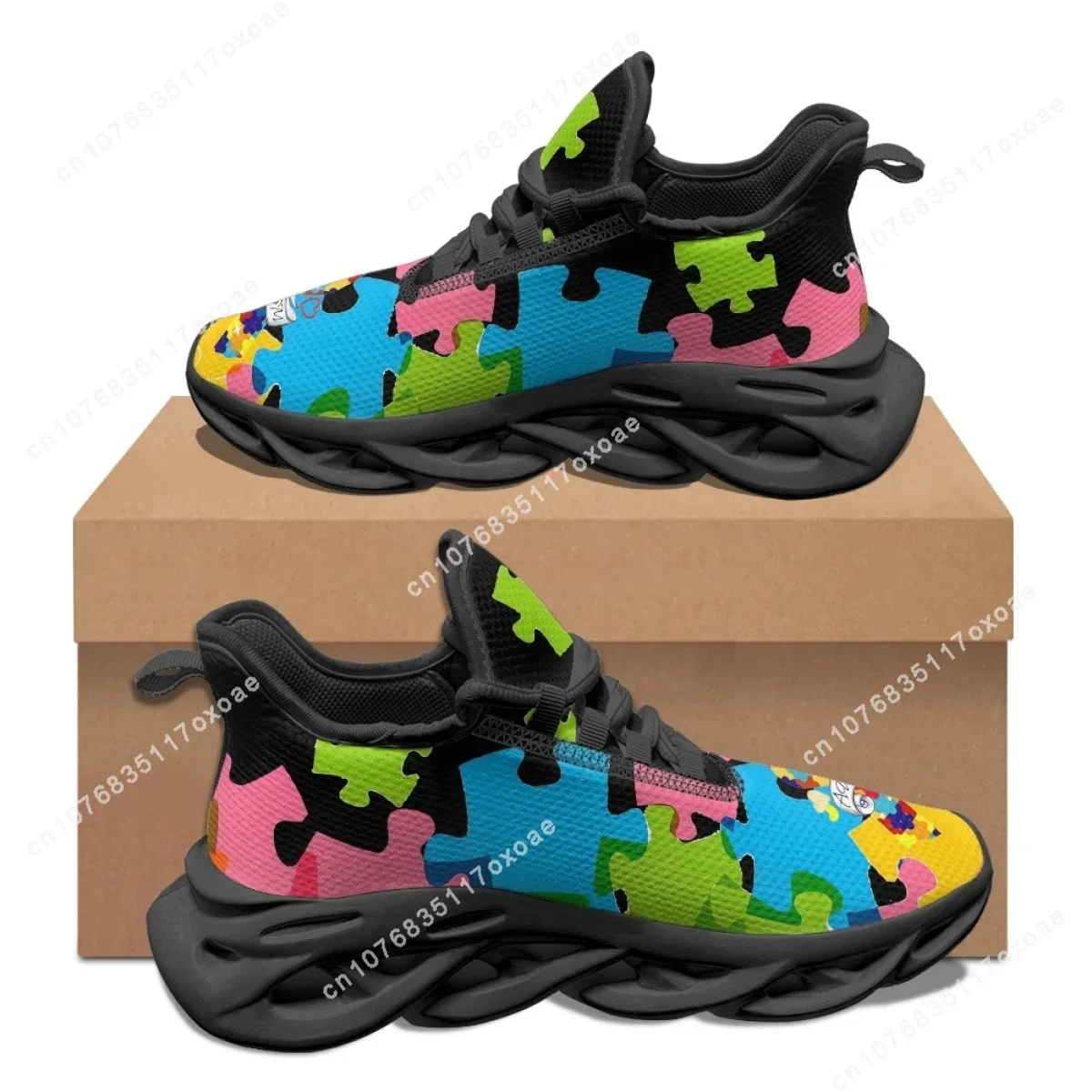 Autism Awareness Sports Running Shoe Color Puzzle Durable Wild Cozy Men’s Sneakers New High Quality Soft Platform Tenis Feminino