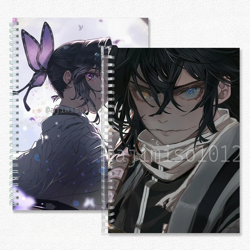 60PCS Tanjirou Nezuko Zenitsu Inosuke Giyuu Shinobu Kyoujurou Popular Animation Peripheral Hard Shell Notebook School Supplies