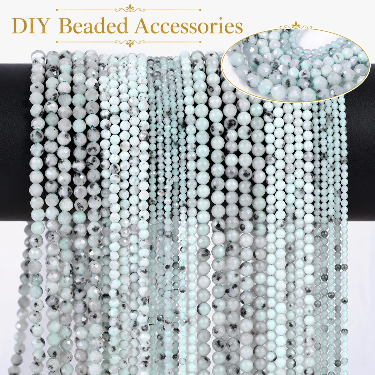 2/3/4mm Half Strand Natural Stone Round Faceted Tianshan Blue Beads Loose Spacer Beads for Jewelry Making DIY Bracelet Necklace