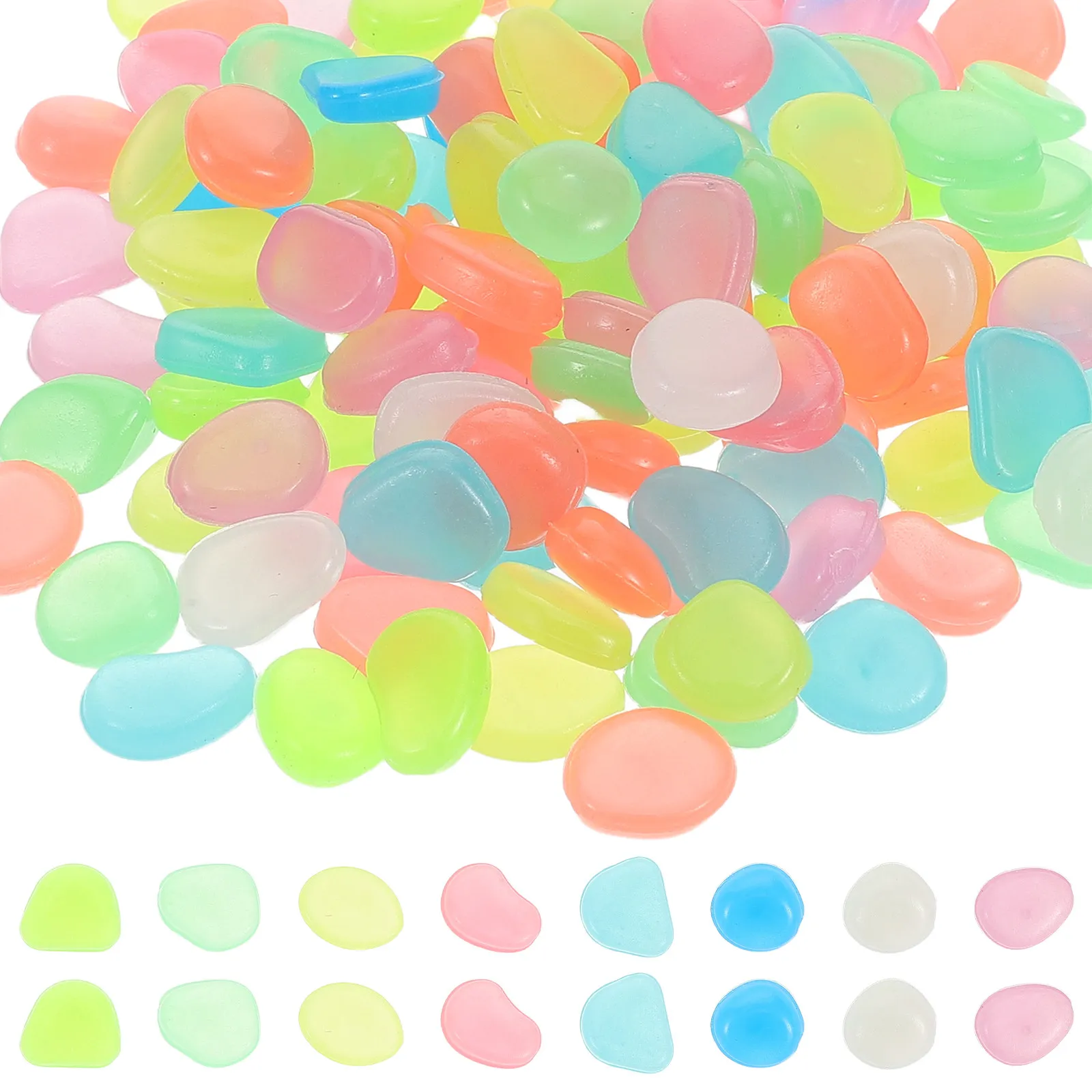 500Pcs Glow in The Dark Pebbles Luminous Garden Aquarium Gravel for Fish Tank Decoration Lawn Pathway Fairy Garden Outdoor