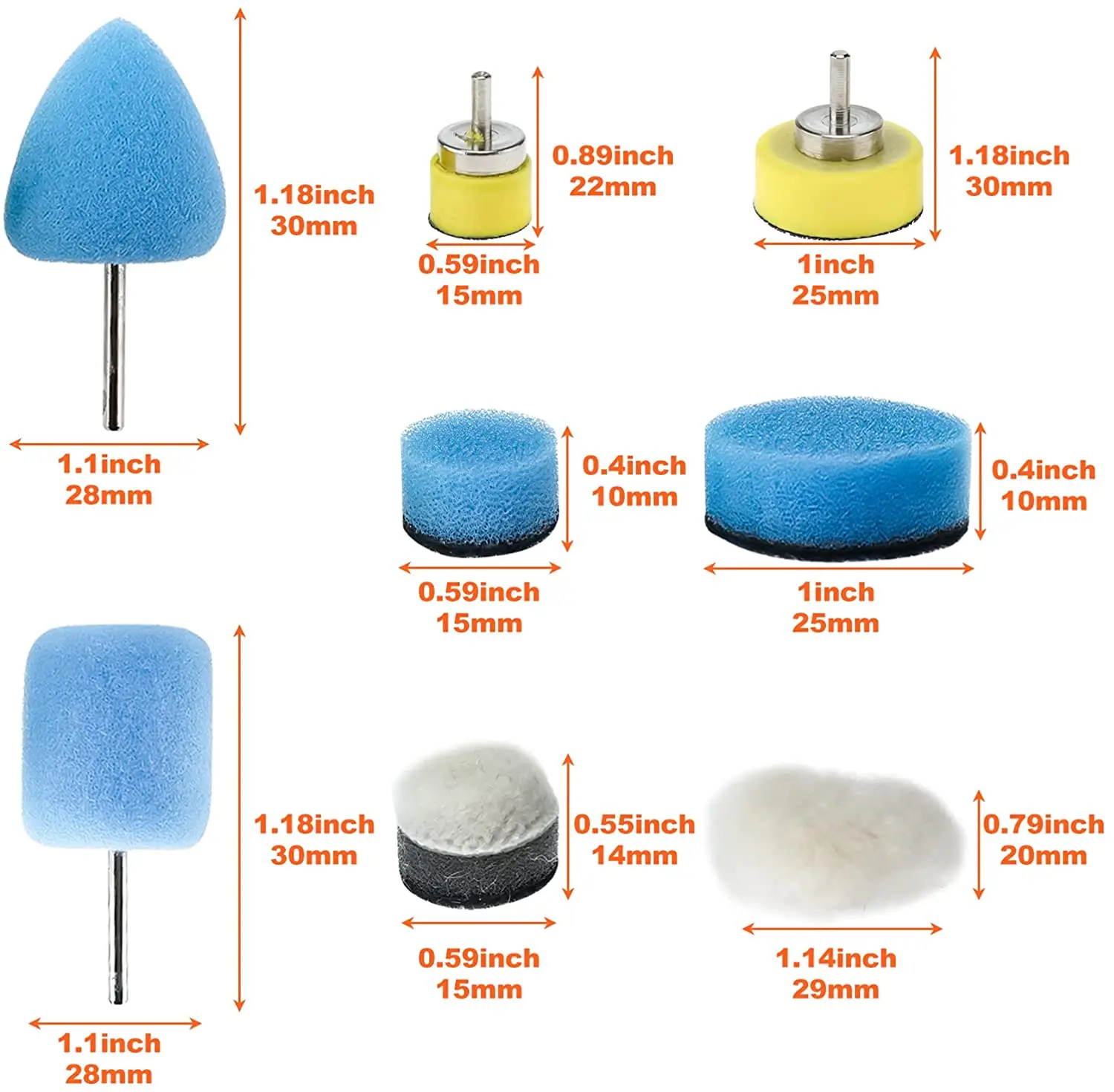 16Pcs Auto Polijsten Pad Spons Polijsten Waxen Schoon Polish Buffer Boor Wiel Automotive Polijstmachine Verwijdert Krassen Auto Reparatie