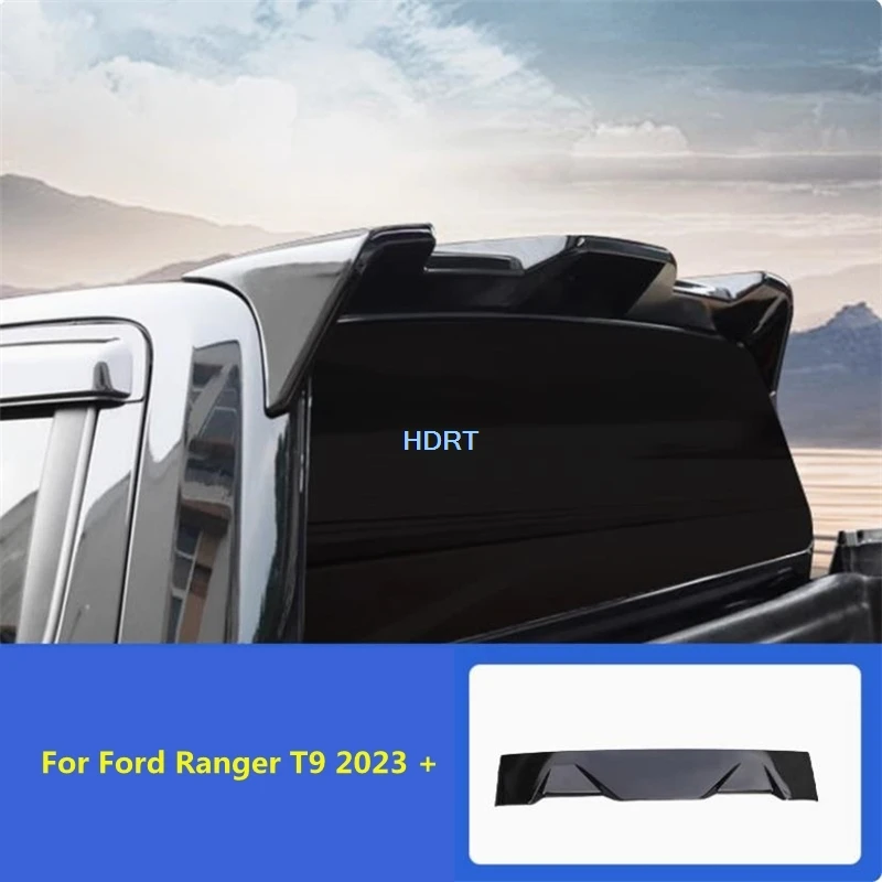 For Ford Ranger T9 2023 + Car Style Rear Spoiler Plate Roof Fixed Wind Tail Wing Cover Protector Decoration Accessories Body Kit