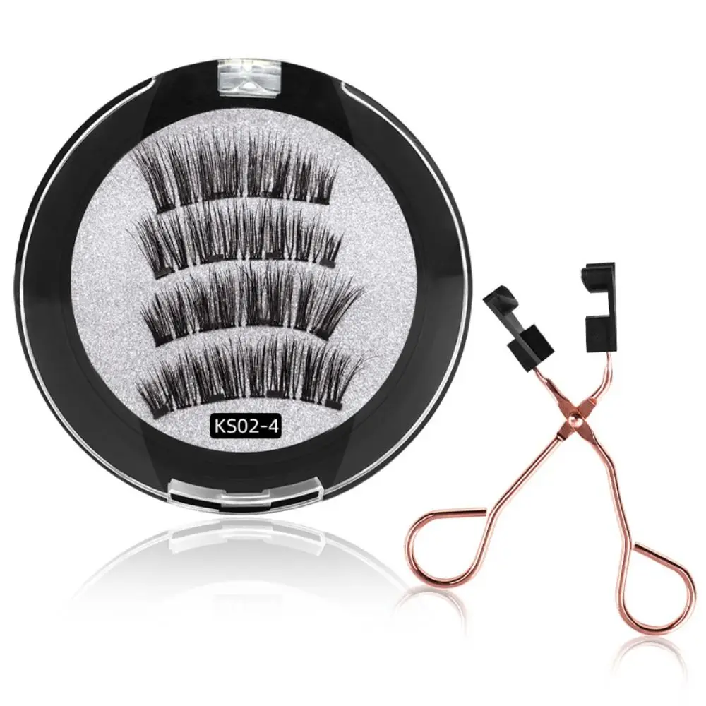 Natural Slimming Magnetic False Eyelashes Fluffy Wispy Handmade 3D Mink Lashes Reusable Non-adhesive False Eyelashes Set Women