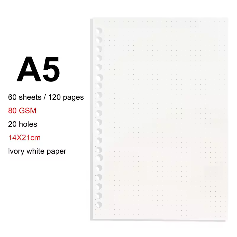 A4/B5/A5 Loose Leaf Refill Binder Notebook Blank/Line/Grid/Cornell Replacable Metal Ring Office&School Supplies Stationery - Image 18