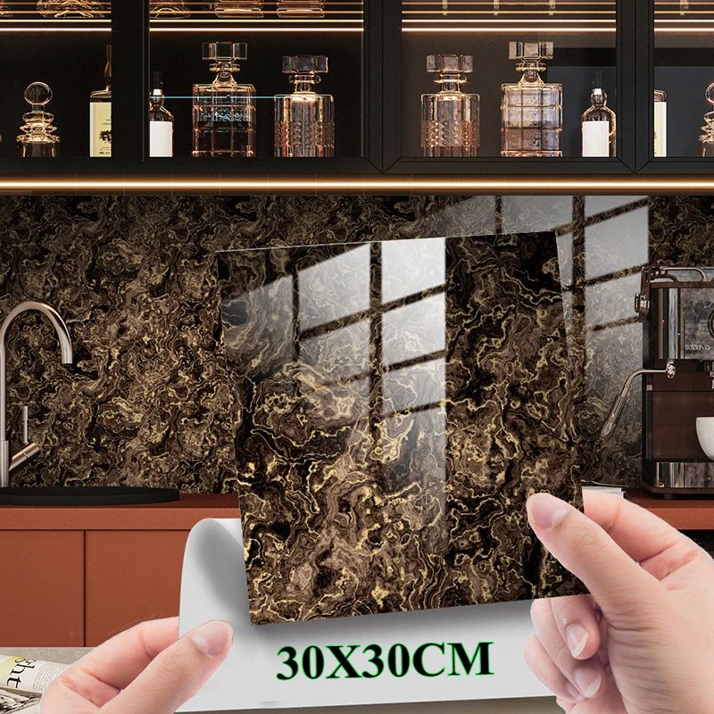 

30x30cm luxury imitation marble wall sticker waterproof smooth bathroom sticker crystal film floor cabinet decoration wall