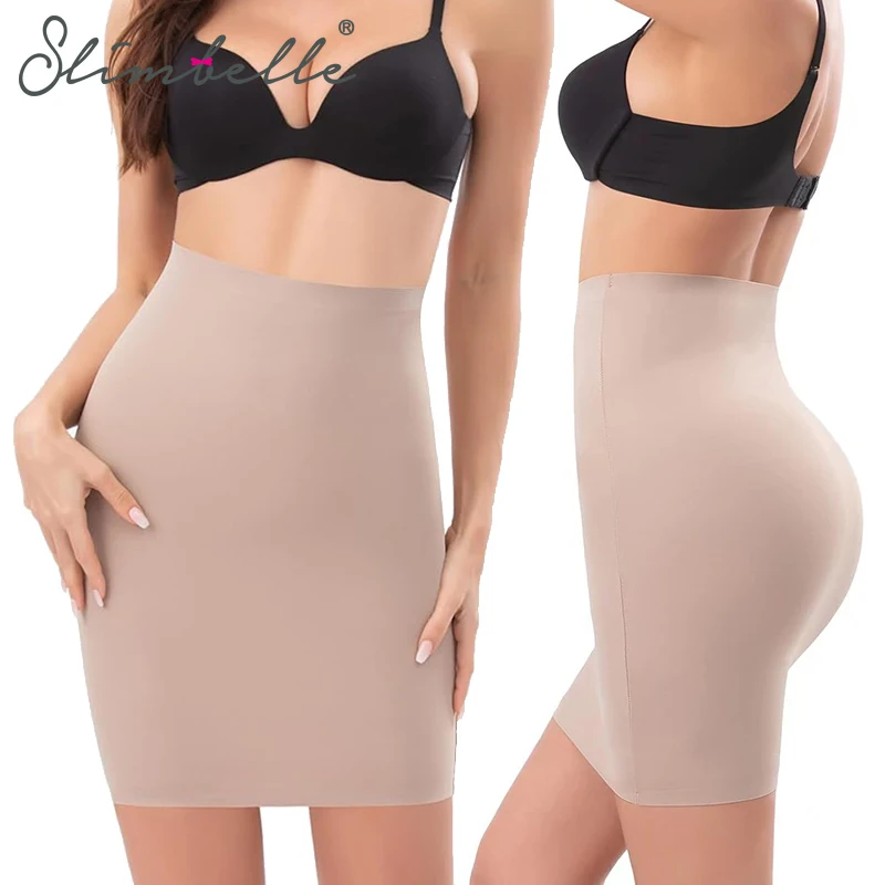 Women's Half Slips Shapewear Under Dresses High Waist Seamless Tummy Control Skirt Slimming Butt Lifter Body Shaper Skirts