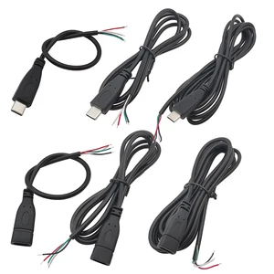 Konektor Pengisi Daya Catu Daya Steker Pria Wanita USB Tipe C 2 Pin 4 Pin Kabel Perbaikan DIY Kawat Jenis Las 0.3 M 1M 2M 8 penjualan terbaik usb c diy - №