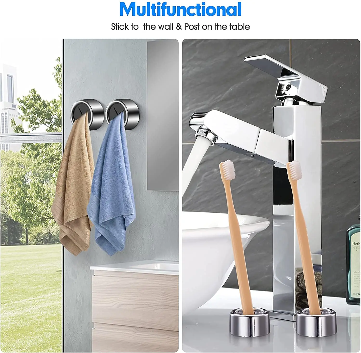 Kitchen Towel Hook Towel Plug Holder Free Punch Round Self Adhesive Towel Holder Towel Dish Towel Rack Kitchen Bathroom Tools