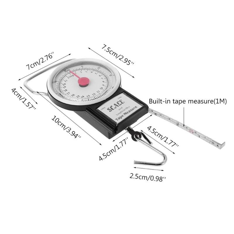 Digital Hanging Scale Mechanical Kitchen & Fishing Scale Multi-Purpose Portable Hand Held Dial Weight Scale with Tape