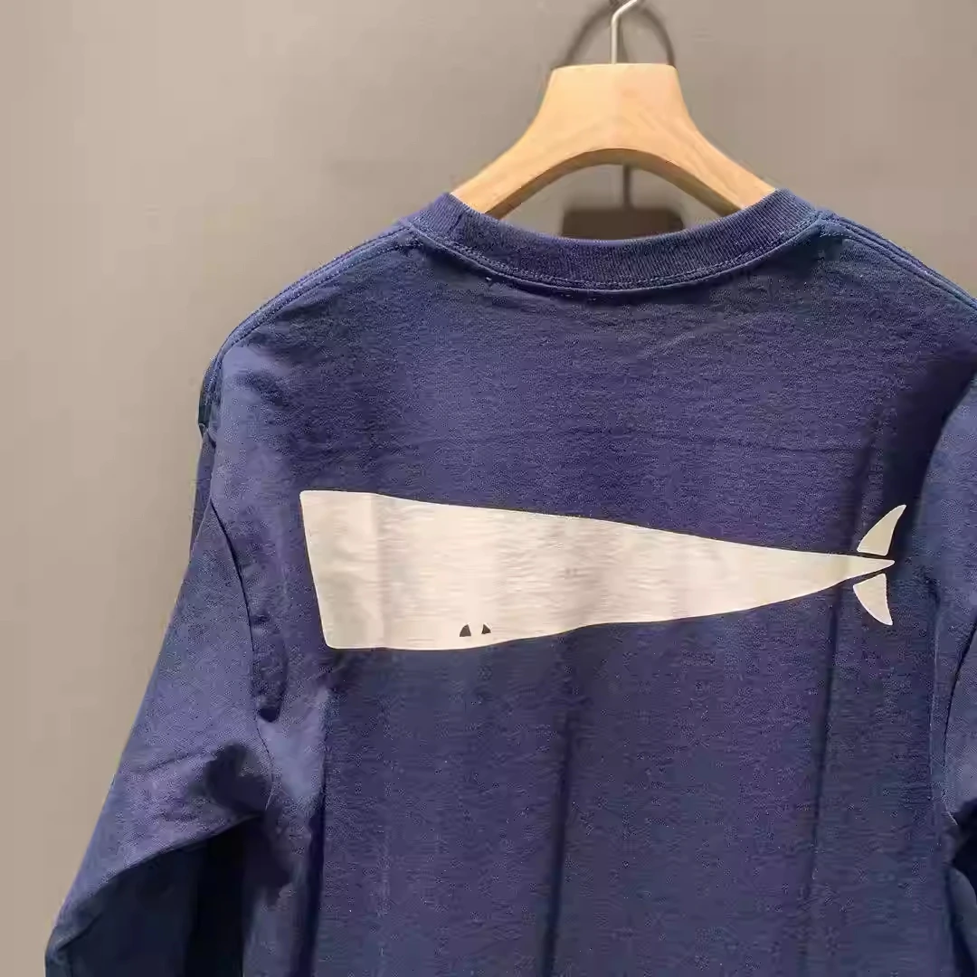 New Arrival Whale Printed Logo Long Sleeve T-shirt Men and Women Short Sleeve Simple Tees