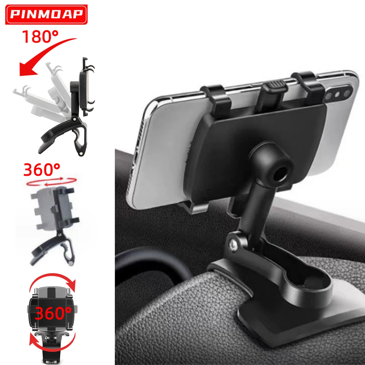 Handyhalterung Armaturenbrett Autotelefonhalter 360° °   Handy-Ständer, Rückspiegel, Sonnenblende im Auto, GPS-Navigationshalterung