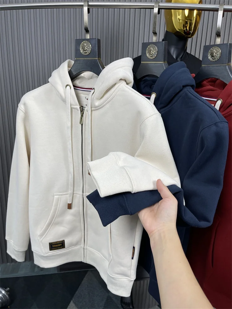 

Тяжелая толстовка с жемчугом Fce, мужская теплая толстовка с застежкой-молнией, повседневная свободная толстовка на осень-зиму