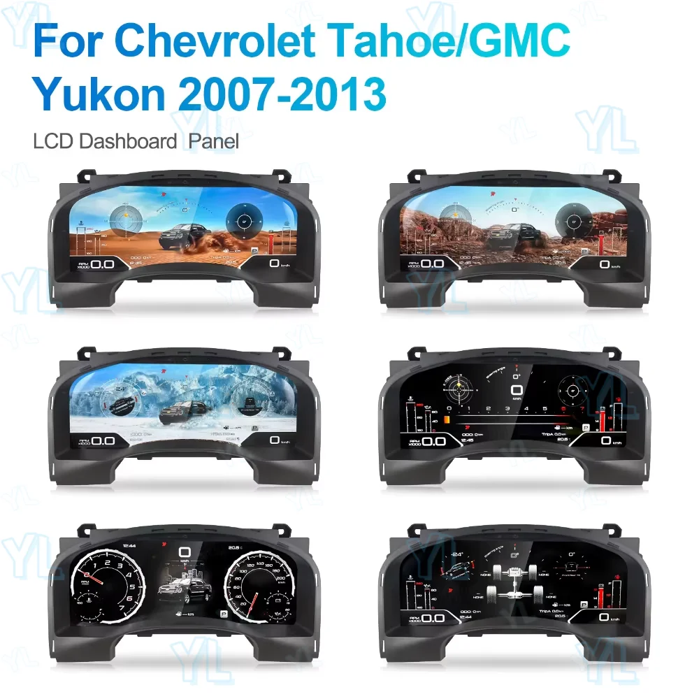 LCD Dashboard Panel For Chevrolet Silverado Tahoe 2007-2013 Digital Instrument Virtual Cockpit Tachometer Odometer Speedometer