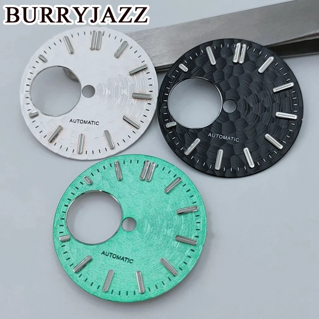 BURRYJAZZ 28,5 mm Sin logotipo NH38 Plata Negro Verde Esfera Verde Esfera luminosa