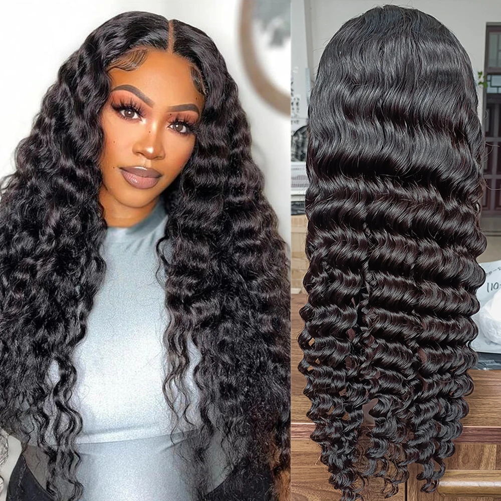 13x6 Lace Frontal Wigs Deep Wave Wig Pre Plucked 5x5 Lace Closure Wig Transparent Deep Curly Human Hair Lace Frontal For Women