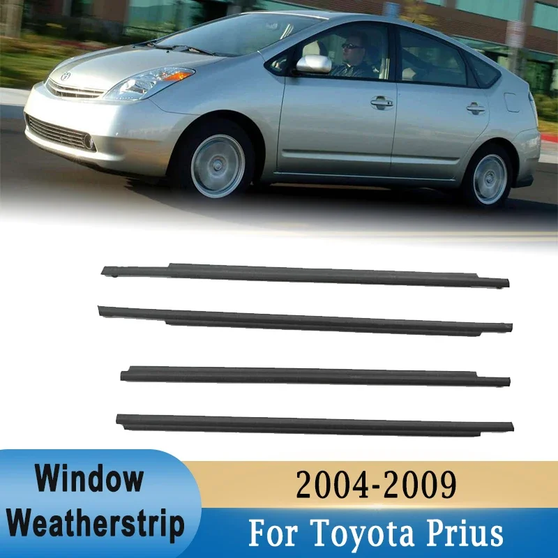 4Pcs Window Weatherstrips For Toyota Prius 2004-2009 Side Door Window Outer Glass Rubber Belt Waterproof Trim Sealing Protector