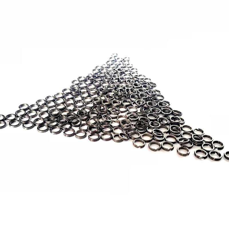 TAKEDO 100PCS/BAG New Arrival Black Nickel Flaser Double Split Ring Stainless Steel Fishing Accessories Connector Fishing Lures