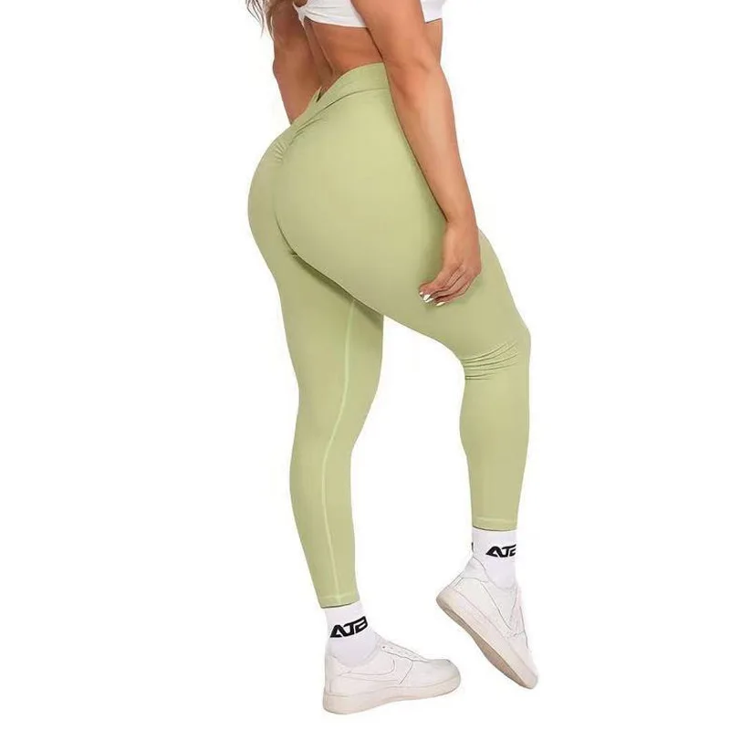 Calças atléticas de cintura V Peachy Butt-Lifting feminino, calças de ioga, leggings de levantamento de bunda