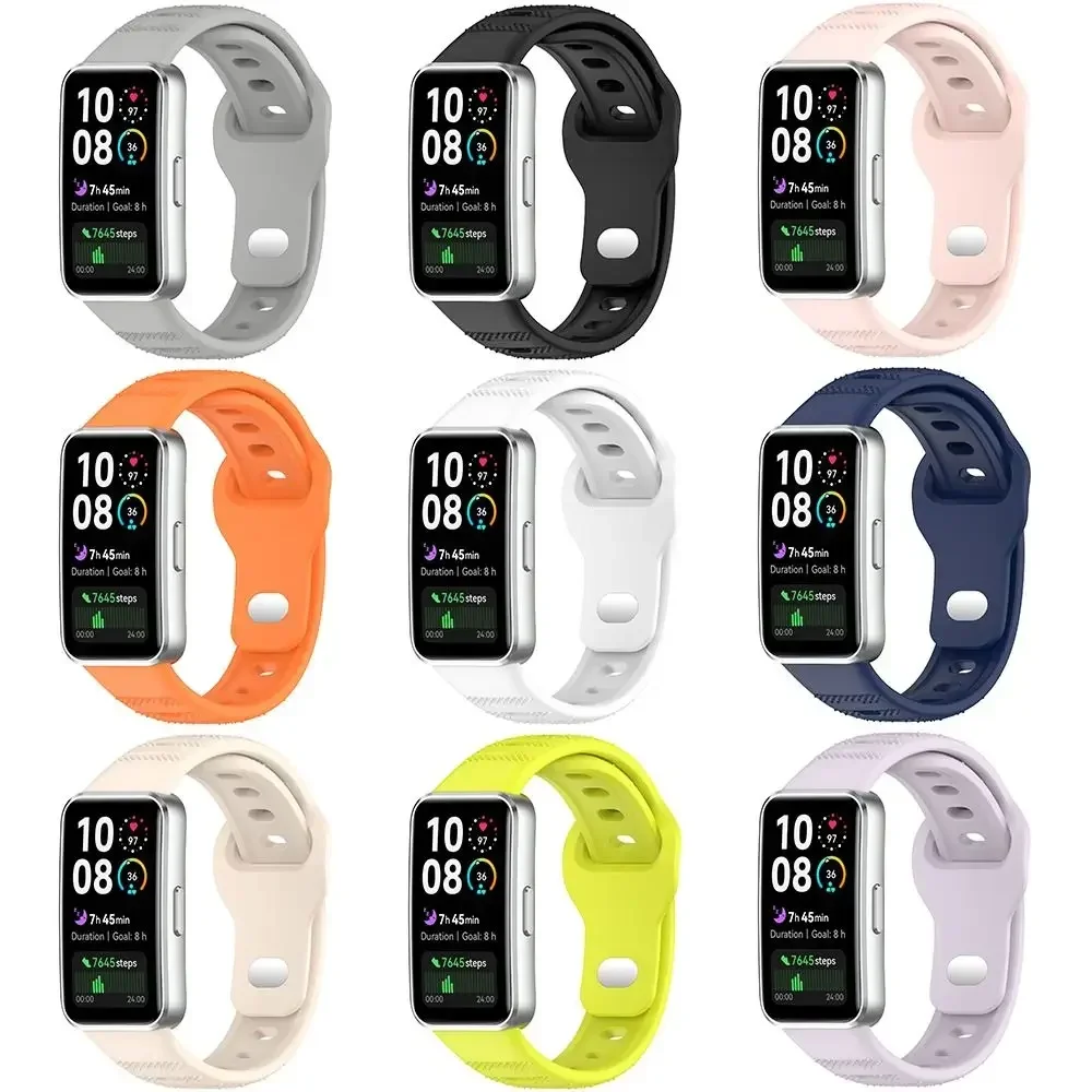 Soft Silicone Watch Strap Adjustable Colorful Watchband Replacement Wristband for Huawei Band 10/9/8 Smart Watch Accessories