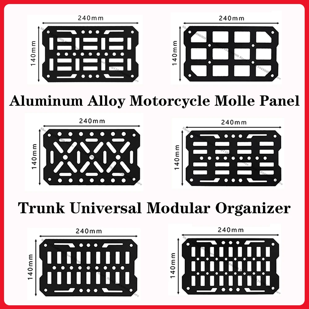 Motorcycle Top Case Molle Panel Aluminum Alloy Tactical Storage Box Universal Side Box Modular Organizer Quick-Mounting