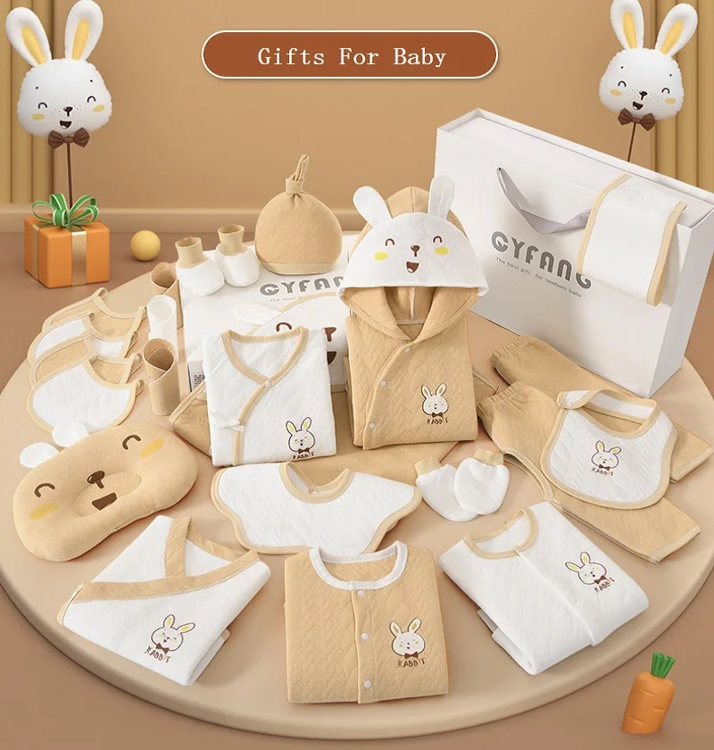 0-6 Months Newborn Girl Clothes Sets Pure Cotton Gift Box Package Infant Baby Boy Clothes Suit Toddler Girls Costume Outfits