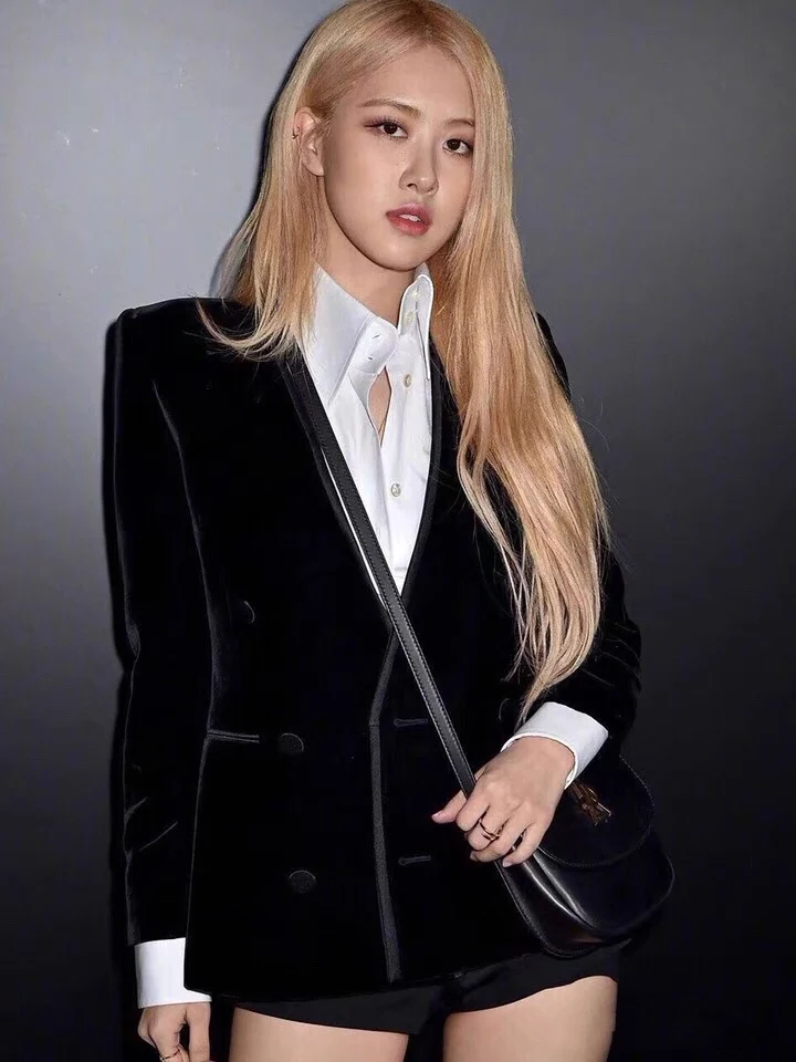 Traje de terciopelo Ele Swan Conjunto de Jaet y orts para mujer V-Ne Ajuste a medida Botón largo Sve Detalle de viaje Sle Otoño Col...