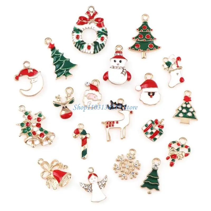 

N5KC 10 Pcs Christmas Charm New Year Xmas Pendant Necklace Bracelet Earring Ornaments