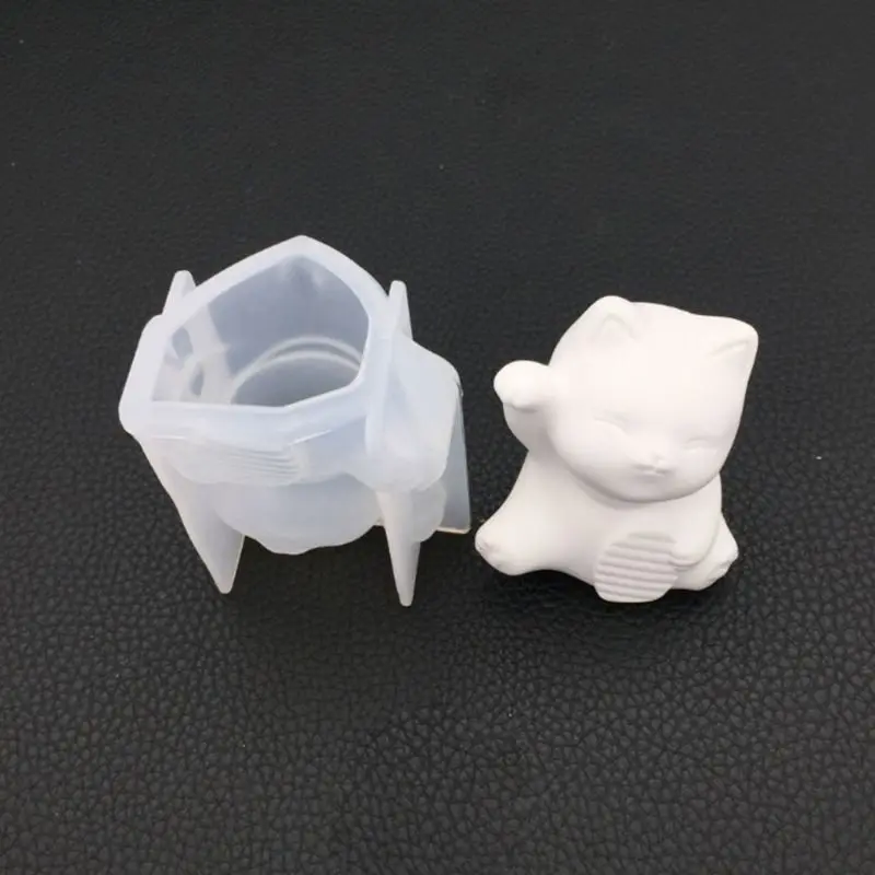 3D suerte para collar gato, colgante, molde silicona, llavero, colgante, molde fundición, pendientes DIY