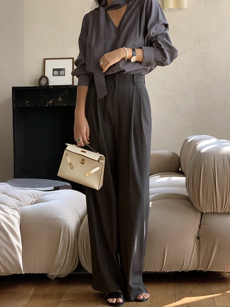 

Bla Casual Wide Leg Pants Women's High Waist Loose Fit Trousers Spring Autumn New Sle Commute Casual Long Pants