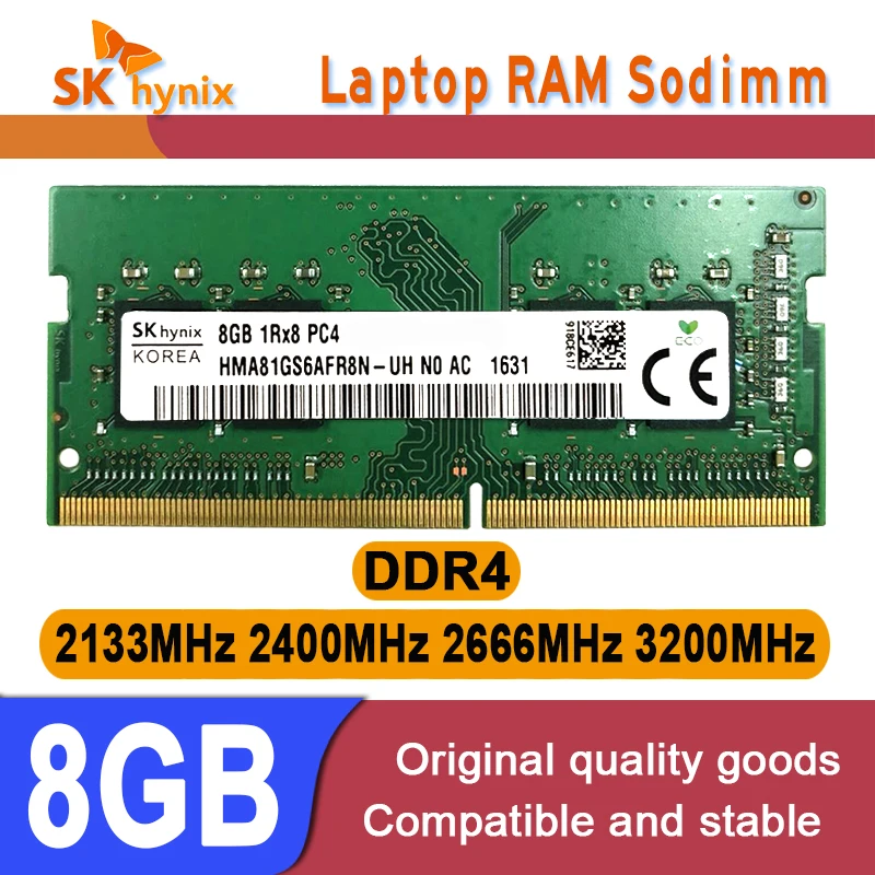 SK Hynix DDR4 8GB 2133MHz 2400MHz 2666MHz 3200MHz RAM PC4 1Rx8 1Rx16 2Rx8 2133P 2400T 2666V 3200AA Laptop memory SO-DIMM16GB32GB