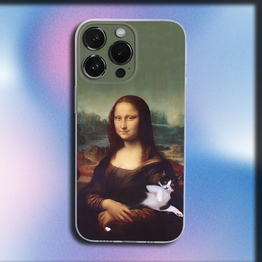 حافظة هاتف منى ليزا بات دوج آرت لهاتف آيفون 16,15,14,13,12,11 Plus,Pro,Max,XR,XS,X,Plus,SE,غطاء ناعم شفاف صغير #2