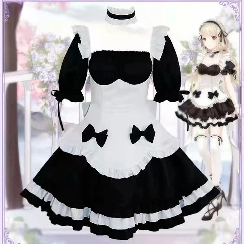 Anime Black and White Lolita Maid Costumes Women Lovely Maid Cosplay Costumes Vestido Animation Show Dress Clothes Maid Cosplay