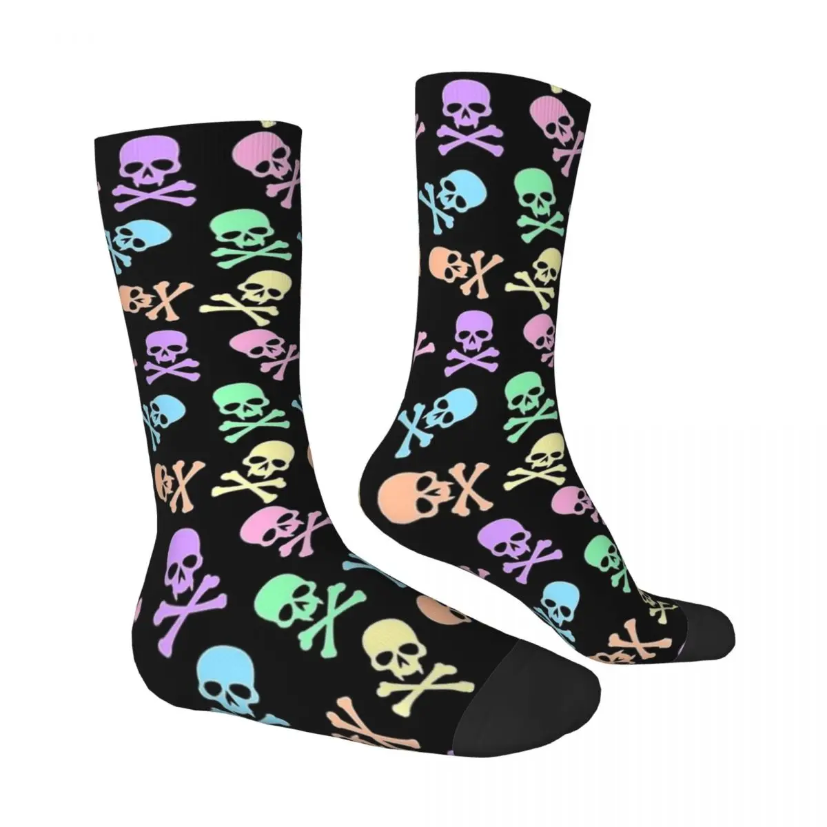 Halloween Compression Socks Autumn Colorful Skull Bone Stockings Retro Adults Men Comfortable Socks Outdoor Non-Slip Socks