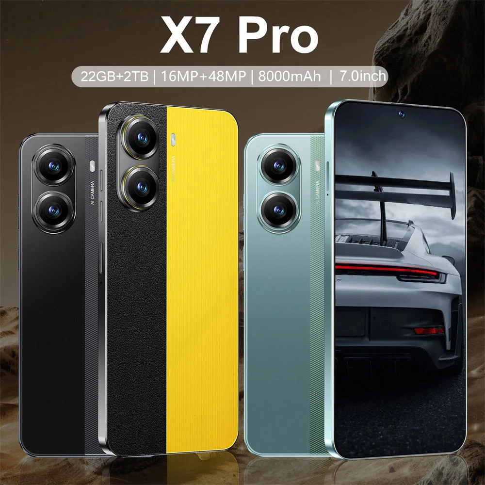 

2026 HOT X7 Pro 7,0 дюймов, глобальная версия, оригинальная умная двойная карта 5G, 22 ГБ + 2 ТБ, Android, 8000 мАч, аккумулятор, функция распознавания лиц