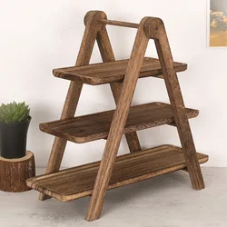Wooden Three-layer Storage Tray Three Tiered Cupcake Stand Wooden Kitchen Hotel Food Rectangle Serving Platter Home Display Rack