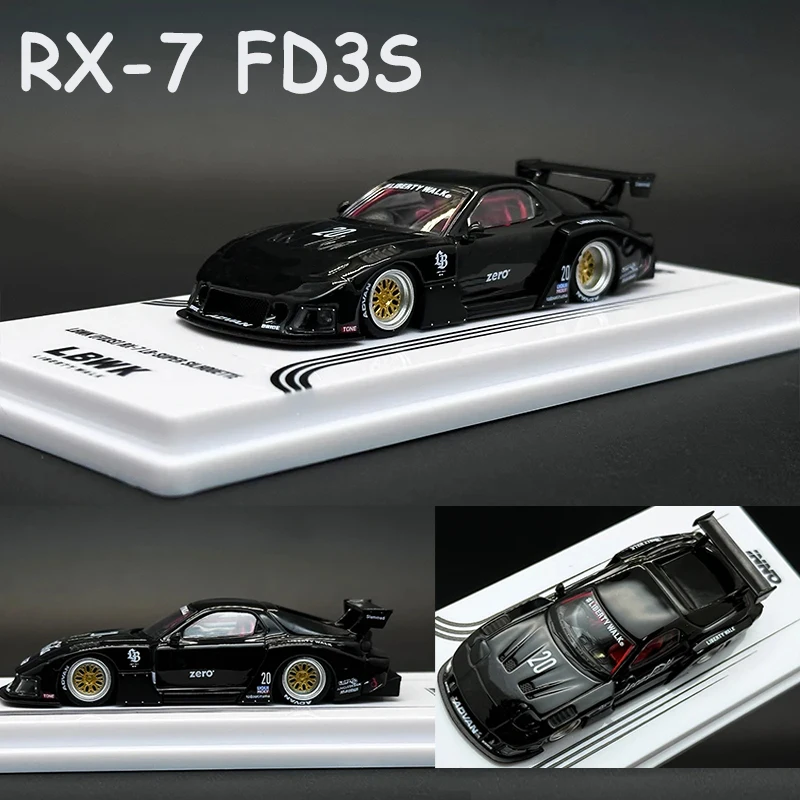 Innoスーパーシルエットダイキャストカーモデル、ミニチュアおもちゃ、ブラックゼロ、1:64 lbwk rx7 fd3s、dioramaコレクション