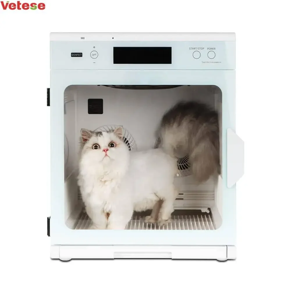 Pet Hair Dryer Box  Grooming Fast Drying Adjustable Temperature and Time Bottom-up Blowing  360 Degree Warm Wind Cycle