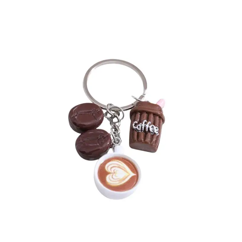 Mini-Schlüsselanhänger mit Kaffeemotiv, 1 Stück, 3D-Latte-Tasse, Kaffeebohnen-Anhänger, kratzfest, Schlüsselhalter für das Auto, zur Dekoration von Bürotaschen. – Detail 6