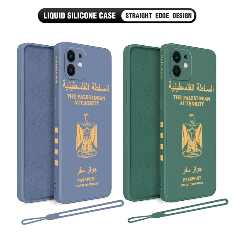 Palestine Passport Cover Phone Case For iPhone 15 14 13 12 11 Pro Max Mini X XR XSMAX SE 8 7 6S Plus Soft Liquid Silicone Cover