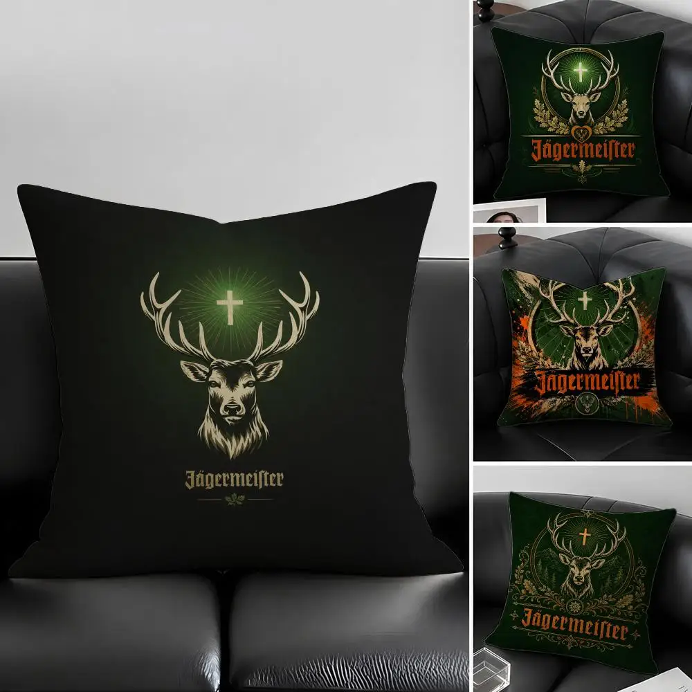 Brand Jagermeister Cushion Cover Natural Linen Pillowcase Set, All-in-One Decor for Sofa, Bedroom & Chair