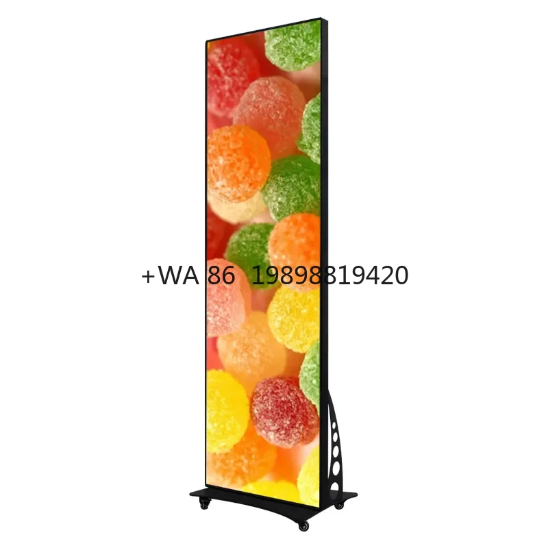 

Movable Digital LED Poster P1.86 640*1920mm Indoor HD Electronic Advertising LED Screen Wifi Control Floor Standing LED Display