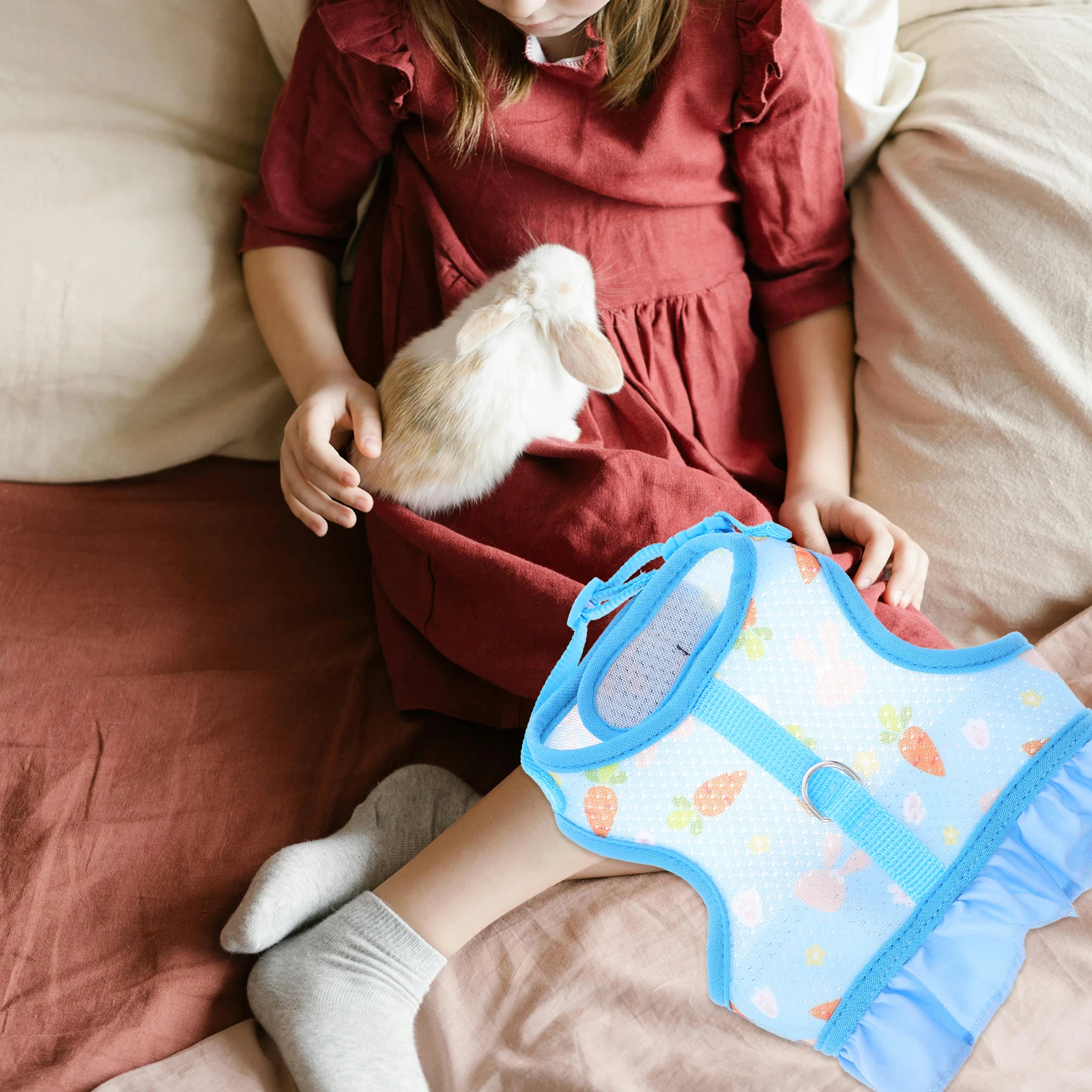 

Set Adjustable Pet Dog Guinea Pig Leash Chest Belt for Small Animals Polyester Liner Pads Ferret Bunny Hamster