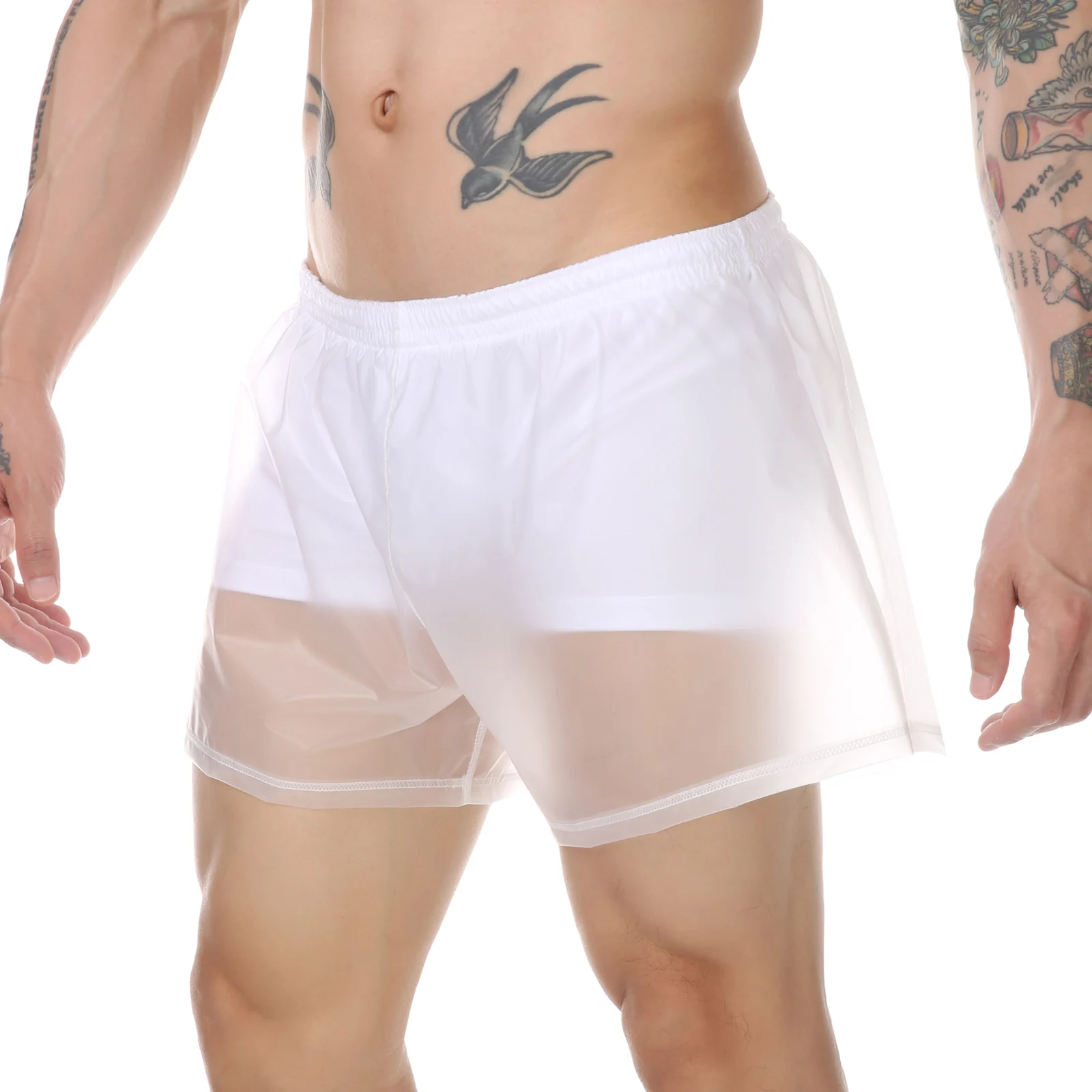 

Swimming Shorts Men Swim Trunks Man Sexy Transparent Swimwear Waterproof Beach Short Pants Swimsuit PVC Bathing Suit Beachwear