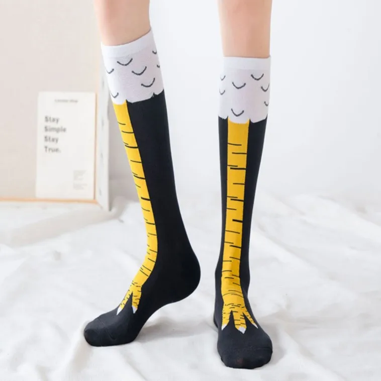Damen-Overknee-Socken mit Hähnchenfuß, Mikro-Kompressions-Bein-Schlankheitssocken mit langem Schlauch, bequem und stilvoll für alle Jahreszeiten