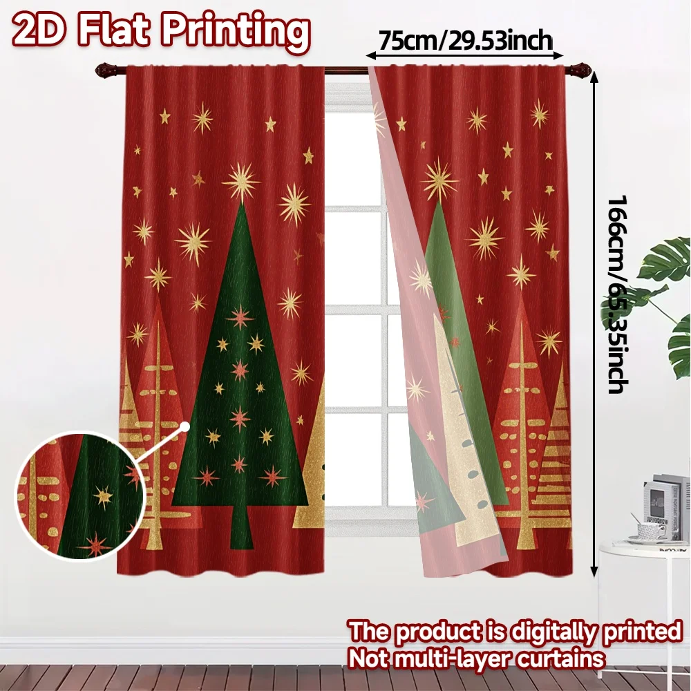 2D Flat Printing,JIT 2pcs, Curtains (Without Rod) Festive Forests Popular Curtains&Drapes Versatile 100% Polyester Curtains